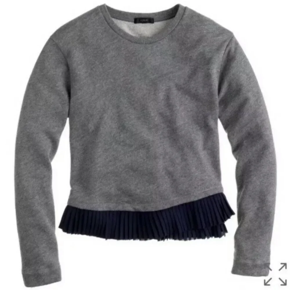 EUC Women's J. CREW Ruffle Hem Sweatshirt Ruffle Trim |‎ Size XL